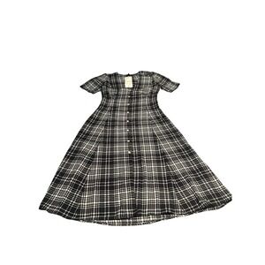 Callipygian Black & White Plaid Button Front‎ Midi Dress Size 0 NWT Classic
